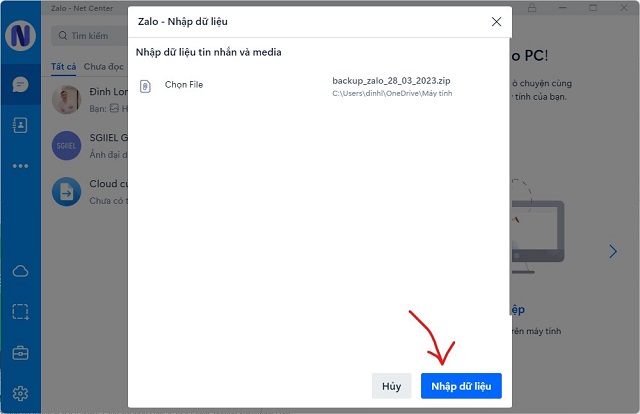 Cách để khôi phục tin nhắn Zalo trên máy tính