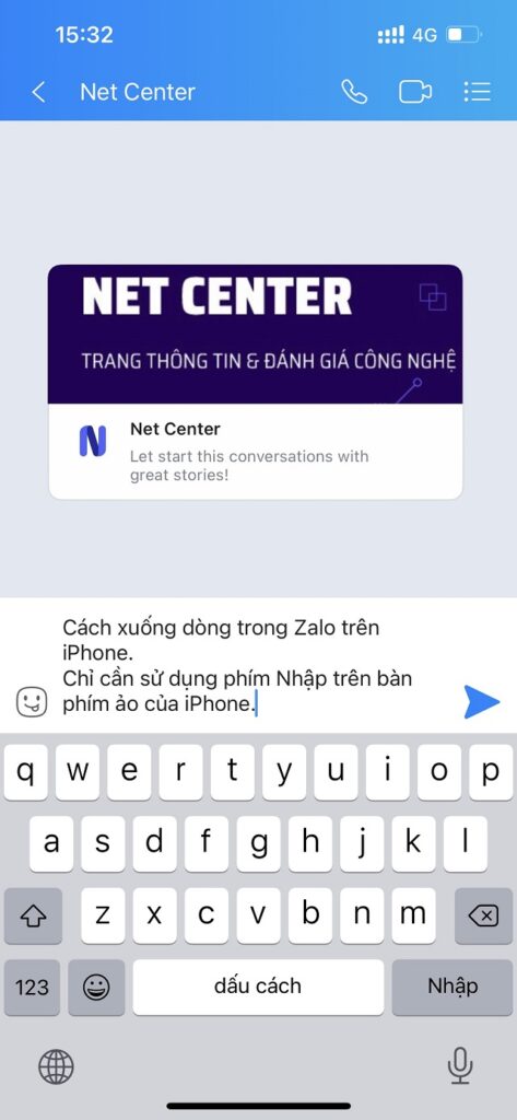 Cách xuống dòng trong Zalo trên iPhone (iOS)