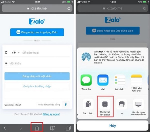 Hướng dẫn dùng iPhone đăng nhập vào Zalo nền web