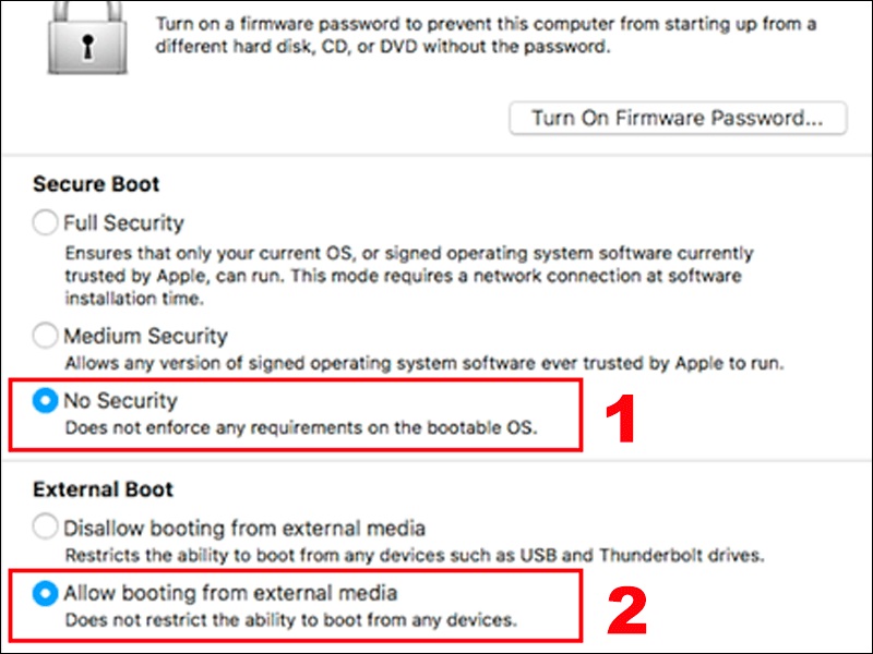 Cách tắt tính năng Secure Boot (chip Apple T2)