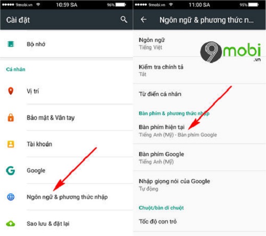Bật lại bàn phím tiếng Việt trên Android