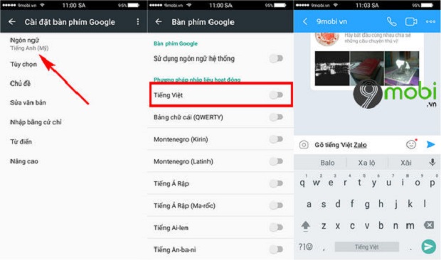Cách bật lại bàn phím tiếng Việt trên Android